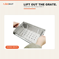 Barbecue de camping au charbon de bois pliable FLAMEBUILT PT-W14, 36 x 22 cm, corps en acier inoxydable SUS304, grille, deux poignées de transport, barbecue d'extérieur