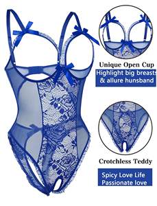 <span class=keywords><strong>Femmes</strong></span> chaudes poitrine ouverte femme body Teddy chaud érotique Sexy dentelle Lingerie - Product Image 2