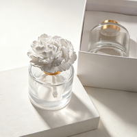 Diffuseur d'huiles essentielles en pierre parfumée, en plâtre, en céramique de porcelaine faite à la main, en forme de fleur, pour la maison, en bouteille de verre de 100 ml, en stock
