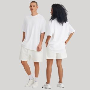 Camiseta con logotipo personalizado de peso pesado 300G, venta al por mayor, 100% algodón, manga corta de gran tamaño en blanco para hombre - Product Image 3