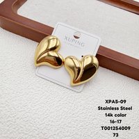 Pendientes de Mujer XUPING, Diseño de Flor, Hoja y Corazón, Forma Exagerada, Grandes, Chapados en Oro de 14K, Acero Inoxidable