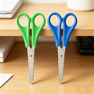 Graduated Scissors With Ruler Measurement Round Tip For Home Office Student Craft Use Random Color - Product Image 3
