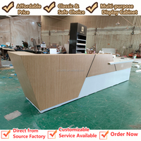 Comptoir de réception moderne en bois MDF laqué, durable et écologique, pour hôtel, école, centre commercial, salle de sport, bar, aéroport