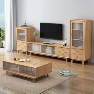简约日式现代电视架木制电视架设计卧室客厅地板咖啡桌和电视柜套装别墅