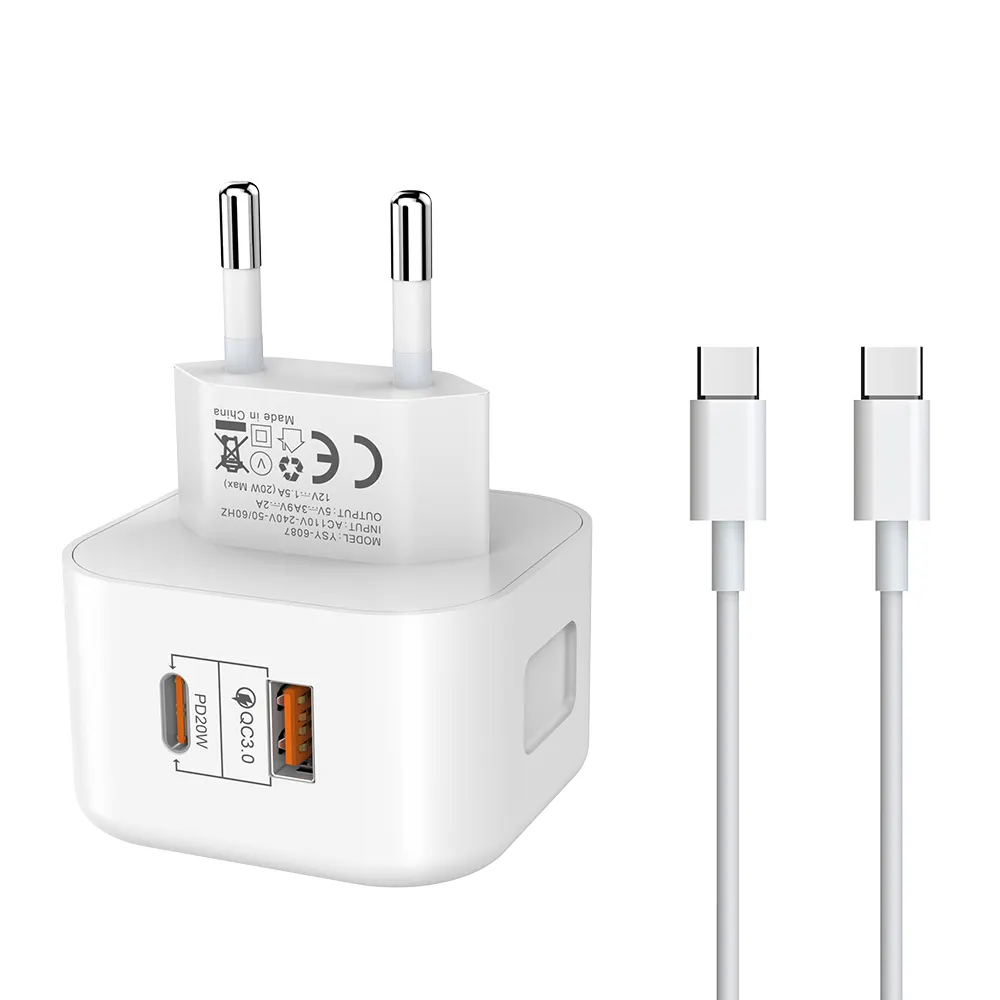 High Speed UCB C Wall Charger UK Plug Fast Charging Mobile Phone Charger Adapter PD 20 Watt TYPE-C for Iphone 14/13/12/11 ALLKEI