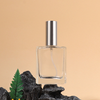 Flacon de parfum en verre carré plat, vide, personnalisé, de luxe, noir, rechargeable, avec bouchon à vis, 30 ml, 50 ml, 100 ml, avec emballage en boîte