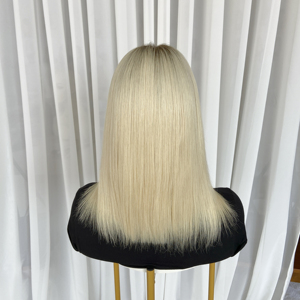 Peluca <span class=keywords><strong>de</strong></span> Cabello Humano Virgen <span class=keywords><strong>de</strong></span> Corte Medio <span class=keywords><strong>de</strong></span> Lujo para Mujeres Blancas, con Reflejos Rubios, Corte Bob, Cutícula Alineada, Cabello Europeo, Frente <span class=keywords><strong>de</strong></span> Encaje, Sin Pegamento - Product Image 3