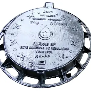 T01 bulat EN124 ductile besi cor C250 manhole cover