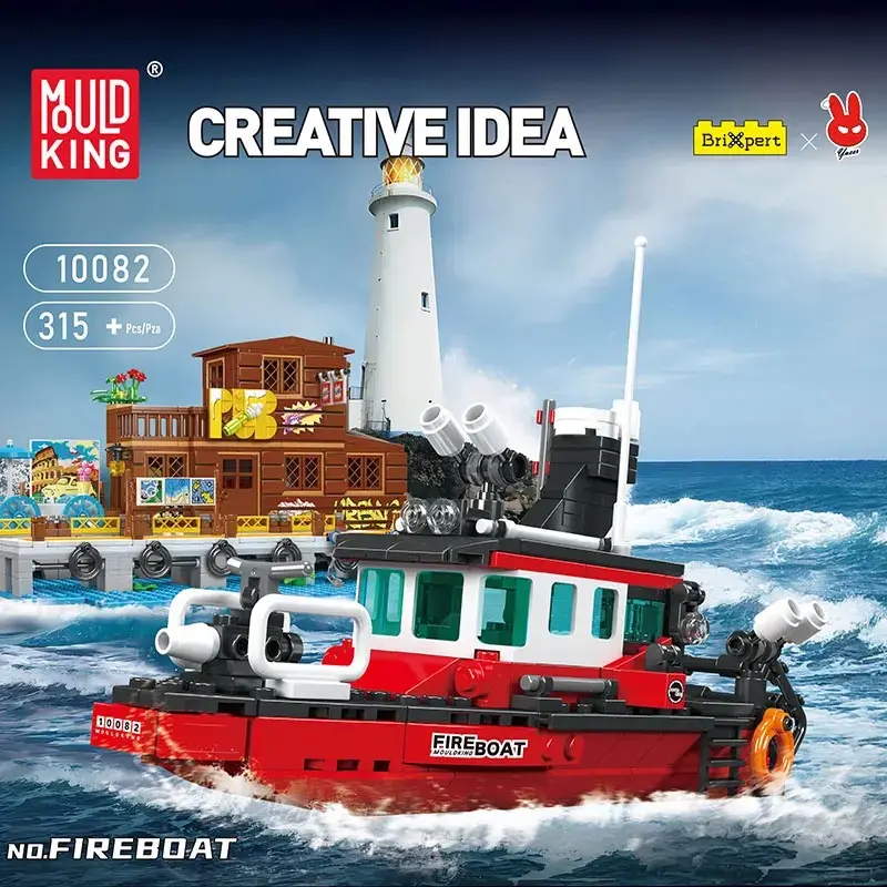 Molde rei 10082 série criativa brinquedo fireboat blocos de construção presentes de natal bloco de construção de barco brinquedos para crianças