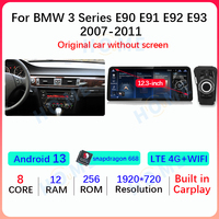 Qualcomm 668 Android 13 Carplay Auto GPS Navigation pour BMW série 3 E90 E91 E92 E93 2007-2011 lecteur vidéo multimédia de voiture BT