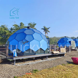 7m 6m Dome Tents Langlebiges Aluminium rahmen Geodätisches Glaskuppel hauszelt mit rosa Platte - Product Image 3