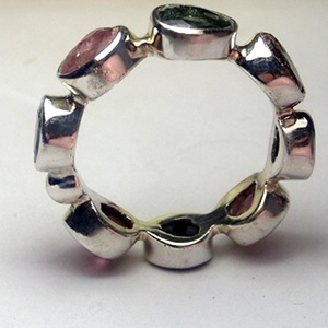 925สำหรับงานแต่งงานแหวนเงินสเตอร์ลิงทำด้วยมือสไตล์คลาสสิกตัวเรือนแตงโมทัวร์มาลีนสวยงาม - Product Image 3