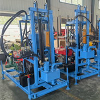 Moteur diesel portable 100m 120m 130m 150m Rig de forage de puits d'eau souterrain Rig de forage de puits d'eau avec roues de pompage d'eau Rig de forage au carottage