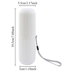 Vertical Stripe Eco-Friendly Plastic Travel Cup & Storage Box-Waterproof Durable Minimalist Design for <b>Toothpaste</b> & Mouthwash - Product Image 5