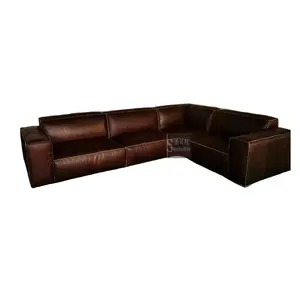 Living Room Vintage Leather Sofa Set Distressed Tan Leather L Shaped Sectionals And Corner Sofas Sections Corner Couch Pieces