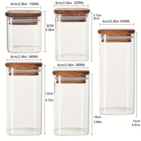 Nouveaux pots à épices en verre carrés de luxe de 150 ml, 200 ml, 300 ml, 5 oz, 8 oz, 10 oz, avec logo personnalisé, avec couvercle en bois d'acacia