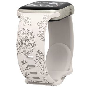 Art <span class=keywords><strong>Radium</strong></span> แกะสลักลายนูนรูปแบบซิลิโคนนาฬิกาสําหรับ Apple <span class=keywords><strong>Watch</strong></span> Series 6 7 8 9 สายเปลี่ยน - Product Image 3