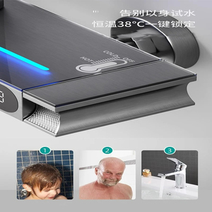 Phụ kiện điều khiển bồn tắm âm tường, vòi sen âm tường màu đen, lắp đặt âm tường, có chức năng chống thấm nước - Product Image 3