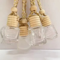 Flacon en verre dépoli transparent de 10 ml, nouveau diffuseur de parfum de voiture vide avec bouchon à vis, design simple et cordelette de suspension