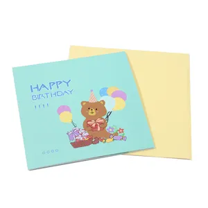 3D 팝업 행복한 어린이 생일 카드 크리스마스 인사말 선물 카드 매트 아트 종이 중소 기업을위한 크래프트 종이