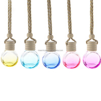 Rafraîchisseur d'air coloré oblat 6ml bouteille vide en verre de parfum suspendu pour voiture pour diffuseur d'huiles essentielles de parfum