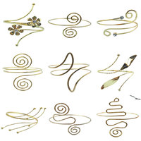 Bracelet manchette spirale ouverte géométrique fleurie style punk avec diamants et placage électrolytique pour femme