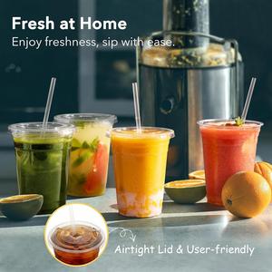 Custom UV Printed Logo Eco-friendly Disposable Takeaway <b>Plastic</b> <b>Cups</b> 16oz 90mm Diameter Single Wall with Lids for Juice & Coffee - Product Image 3