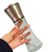 Moulin à sel et poivre réglable en céramique avec pot en verre écologique et couvercle en acier inoxydable