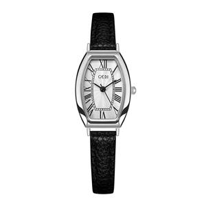 Elegante reloj de pulsera de cuero para mujer, esfera en forma de tonel, reloj de cuarzo minimalista - Product Image 3