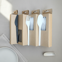Ensemble de couverts écologiques en CPLA, emballés individuellement, luxueux, pour les plats à emporter, le camping et les voyages
