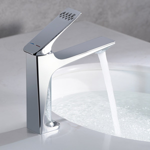 Robinet de lavabo moderne à trou unique en céramique gris anthracite, mitigeur de luxe chaud/froid à poser VL-0237 - Product Image 3