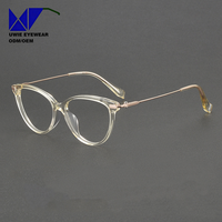 Monture optique œil-de-chat personnalisée OEM en acétate et titane, taille 54-16-145, anti-lumière bleue pour adultes unisexes, avec logo et emballage personnalisés