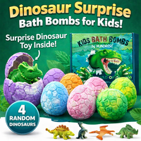 Coffret Cadeau de Bombes de Bain pour Enfants Marque Blanche – Bombes de Bain Effervescentes Bio Véganes aux Huiles Essentielles Relaxantes avec Jouet Intégré