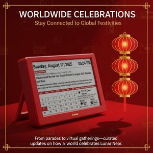 Умный электронный календарь Intelevia L2 New Year Edition с технологией E-Ink — автоматическая синхронизация праздников, многоязычная поддержка, для декора стола/стены, для дома и офиса, для использования на Новый год - Product Image 5