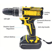 Perceuse sans fil, visseuse à chocs, tournevis électrique, perceuse électrique rechargeable, ensemble de perceuses, batterie au lithium, perceuse à main, bricolage à domicile, travail du bois