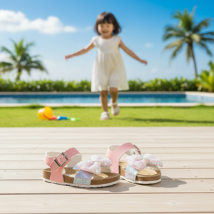 Sandales coréennes haut de gamme OZKIZ pour enfants, à bout ouvert, avec nœud, respirantes, en polyester, chaussures d'été tendance pour filles de 2 à 7 ans, vente en gros - Product Image 3