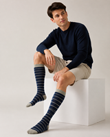 Chaussettes de compression rayées marine en nylon, hauteur genou, pour hommes et femmes, sport et voyage