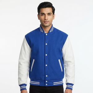 Vestes universitaires personnalisées pour hommes, style streetwear décontracté, en cuir, unies, pour le collège - Product Image 1