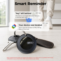 Lot de 4 traceurs GPS intelligents MiLi Mitag certifiés Google Find My pour Android et Apple, avec Wi-Fi et contrôle à distance en temps réel, en plastique