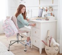 Table de toilette moderne en bois pour enfants avec 4 tiroirs et design à panneaux pour chambre à coucher