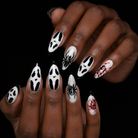 Faux ongles à presser Halloween, forme Stiletto, brillants, design mixte, réutilisables, vente en gros, personnalisables
