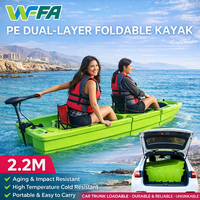 Bateau pliable à double pont en LLDPE de 2,2 m x 1,1 m x 0,36 m avec moteur hors-bord pour la pêche et l'aquaculture, fourni directement par l'usine