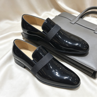 Herren Lederschuhe Schwarz Elastisches Band Slip-on Anzugschuhe Moderne Business Formelle Schuhe Dezenter Luxus Herrenschuhe