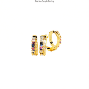 Pendientes de Aro de Oro Blanco E2844 para Mujer, con Cristales de Estrás, Diseño de Canal, Joyería de Moda para Fiestas - Product Image 1