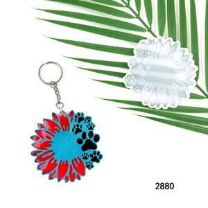 Moules de coulée en résine faits à la main pour bricolage ornements décoratifs Ins Style Silicone bricolage tournesol chien patte porte-clés moule 2880 - Product Image 2