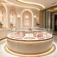 Support de présentation de bijoux professionnel FORTE de luxe en microfibre rose personnalisé pour colliers, boucles d'oreilles et bagues, pour comptoir et vitrine