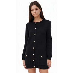 <span class=keywords><strong>Abiti</strong></span> Midi Lavorati a Maglia di Lusso per <span class=keywords><strong>Donna</strong></span> OEM ODM, Maniche Lunghe con Bottoni, <span class=keywords><strong>in</strong></span> Nylon/<span class=keywords><strong>Cotone</strong></span> Lavabile, Primavera Autunno - Product Image 5