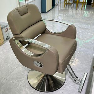 Nueva Silla de Peluquería Blanca, Metálica, Electrochapada, para Cortar el Cabello, Teñir, Lifting Capilar, Simple, de Cuero, Se Puede Colocar Boca Abajo - Product Image 5