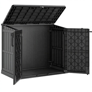 Armario de Almacenamiento Exterior Impermeable de Gran Capacidad con Cerradura y Puertas Dobles, <span class=keywords><strong>Cobertizo</strong></span> Portátil para Herramientas de Jardín - Product Image 1