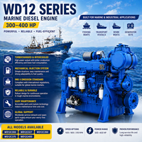 Moteur diesel marin Weichai série WD12 300HP 400HP pour bateau de pêche, turbocompressé, refroidi par intercooler, plusieurs modèles disponibles